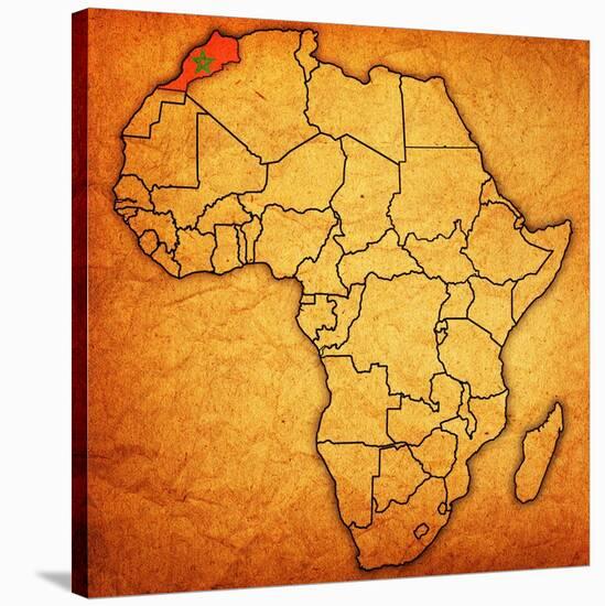 Morocco on Actual Map of Africa-michal812-Stretched Canvas