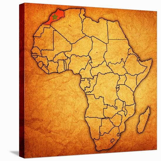 Morocco on Actual Map of Africa-michal812-Stretched Canvas