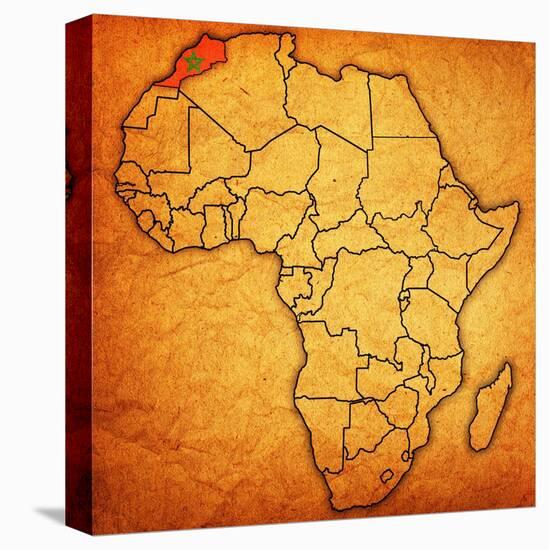 Morocco on Actual Map of Africa-michal812-Stretched Canvas