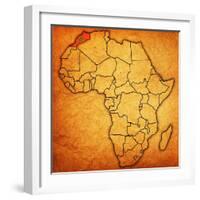 Morocco on Actual Map of Africa-michal812-Framed Art Print