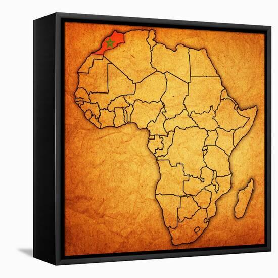 Morocco on Actual Map of Africa-michal812-Framed Stretched Canvas