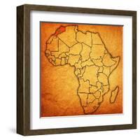 Morocco on Actual Map of Africa-michal812-Framed Art Print