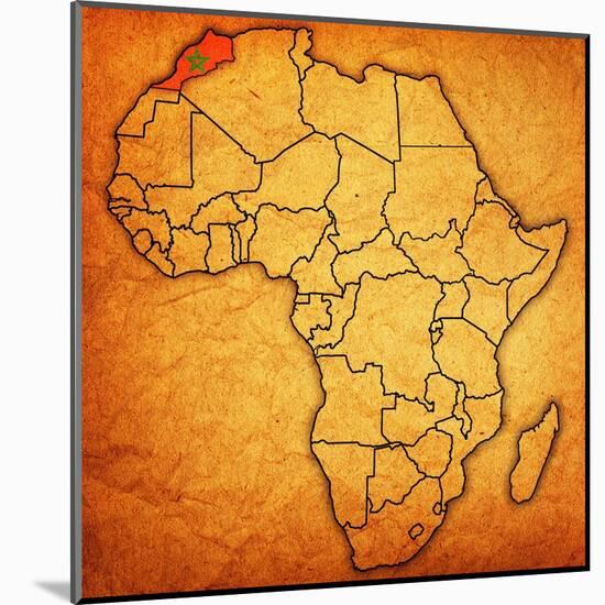 Morocco on Actual Map of Africa-michal812-Mounted Art Print