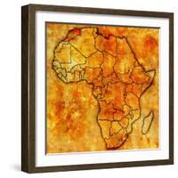 Morocco on Actual Map of Africa-michal812-Framed Art Print