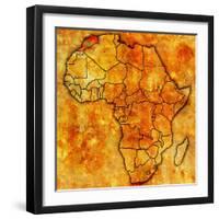 Morocco on Actual Map of Africa-michal812-Framed Art Print