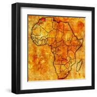 Morocco on Actual Map of Africa-michal812-Framed Art Print