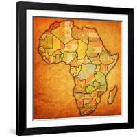 Morocco on Actual Map of Africa-michal812-Framed Art Print