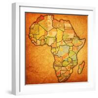 Morocco on Actual Map of Africa-michal812-Framed Art Print