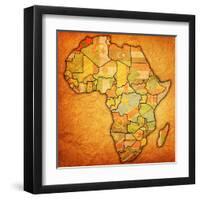 Morocco on Actual Map of Africa-michal812-Framed Art Print