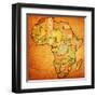 Morocco on Actual Map of Africa-michal812-Framed Art Print