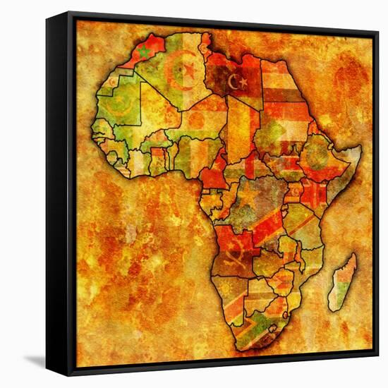 Morocco on Actual Map of Africa-michal812-Framed Stretched Canvas