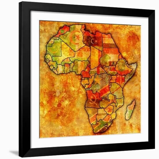 Morocco on Actual Map of Africa-michal812-Framed Art Print