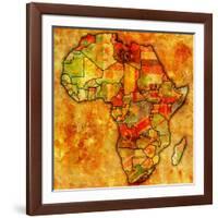 Morocco on Actual Map of Africa-michal812-Framed Art Print