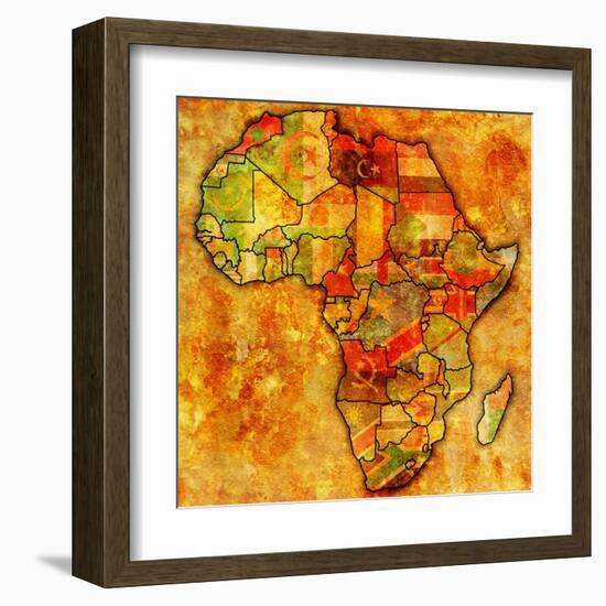 Morocco on Actual Map of Africa-michal812-Framed Art Print