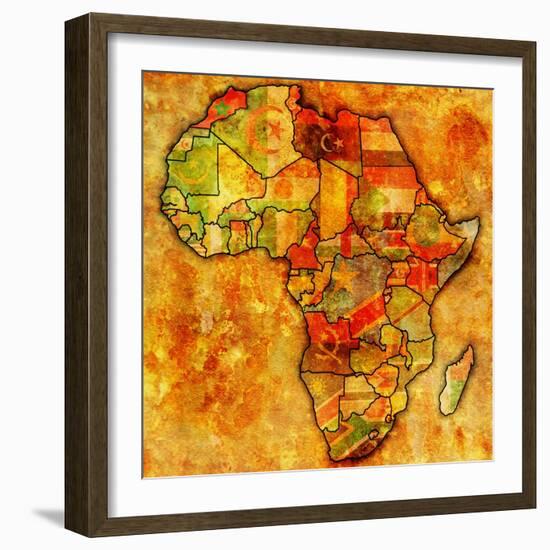 Morocco on Actual Map of Africa-michal812-Framed Art Print