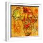 Morocco on Actual Map of Africa-michal812-Framed Art Print