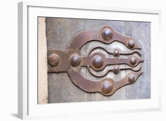 Morocco, Rabat, Sale, Kasbah Des Oudaias, Elaborate Moroccan Door Hinges-Emily Wilson-Framed Photographic Print