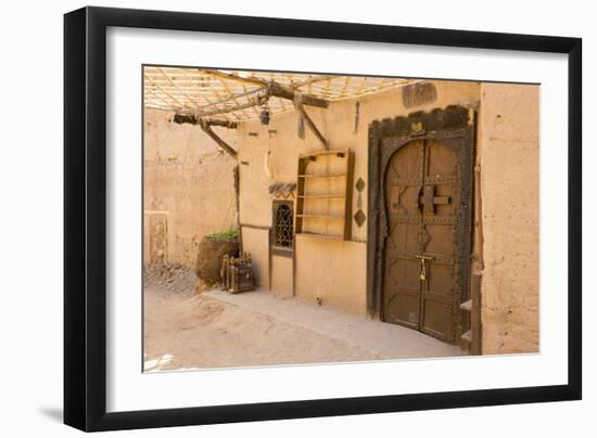 Morocco, South of Morocco, Traditionally Carved Wood Door at Tamnougalt Kasbah in the Draa Valley-Emily Wilson-Framed Photographic Print