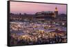 Morocco. Sunset over the famous Djemaa El-Fna square in Marrakech-Brenda Tharp-Framed Stretched Canvas