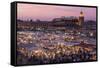 Morocco. Sunset over the famous Djemaa El-Fna square in Marrakech-Brenda Tharp-Framed Stretched Canvas