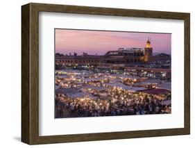 Morocco. Sunset over the famous Djemaa El-Fna square in Marrakech-Brenda Tharp-Framed Photographic Print