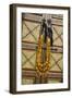 Morocco, Tinerhir. Traditional necklace of Berber woman hangs on a cabinet with camel-bone inlay-Brenda Tharp-Framed Photographic Print