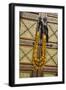 Morocco, Tinerhir. Traditional necklace of Berber woman hangs on a cabinet with camel-bone inlay-Brenda Tharp-Framed Photographic Print