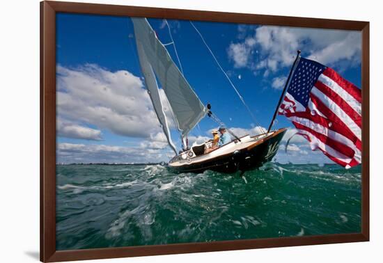 Morris Yacht Sailing in Atlantic Ocean, Miami, Miami-Dade County, Florida, USA-null-Framed Photographic Print