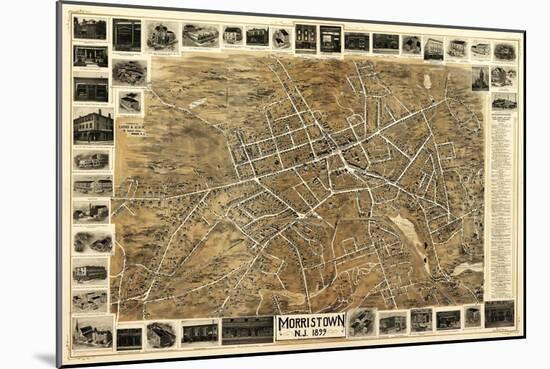 Morristown, New Jersey - Panoramic Map-Lantern Press-Mounted Art Print