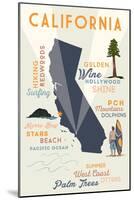 Morro Bay, CA and Icons-Lantern Press-Mounted Art Print