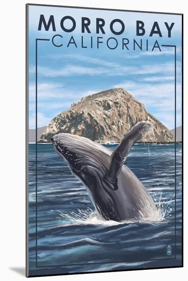 Morro Bay, CA - Humpback Whale-Lantern Press-Mounted Art Print