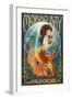 Morro Bay, CA - Mermaid-Lantern Press-Framed Art Print
