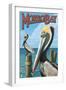 Morro Bay, CA - Pelicans-Lantern Press-Framed Art Print