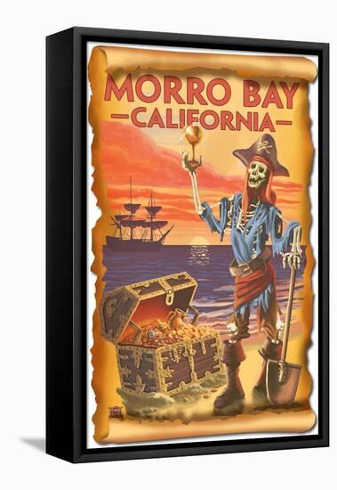 Morro Bay, CA - Pirate Plunder-Lantern Press-Framed Stretched Canvas