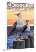 Morro Bay, CA - Sea Gulls-Lantern Press-Framed Art Print