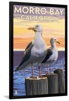 Morro Bay, CA - Sea Gulls-Lantern Press-Framed Art Print