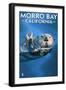 Morro Bay, CA - Sea Otter-Lantern Press-Framed Art Print