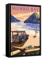 Morro Bay, CA - Woody on Beach-Lantern Press-Framed Stretched Canvas