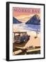 Morro Bay, CA - Woody on Beach-Lantern Press-Framed Art Print