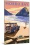 Morro Bay, CA - Woody on Beach-Lantern Press-Mounted Art Print