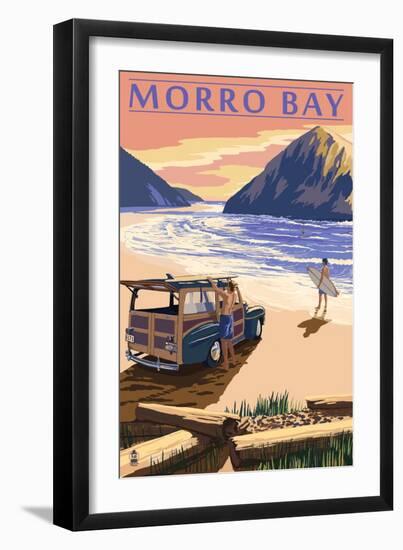 Morro Bay, CA - Woody on Beach-Lantern Press-Framed Art Print