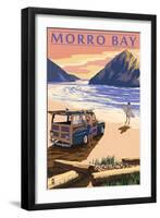 Morro Bay, CA - Woody on Beach-Lantern Press-Framed Art Print