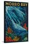 Morro Bay, California - Dolphins - Mosaic-Lantern Press-Stretched Canvas