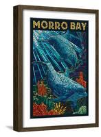 Morro Bay, California - Dolphins - Mosaic-Lantern Press-Framed Art Print