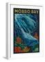 Morro Bay, California - Dolphins - Mosaic-Lantern Press-Framed Art Print