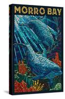 Morro Bay, California - Dolphins - Mosaic-Lantern Press-Stretched Canvas