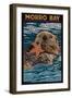 Morro Bay, California - Sea Otter - Mosaic-Lantern Press-Framed Art Print