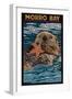 Morro Bay, California - Sea Otter - Mosaic-Lantern Press-Framed Art Print