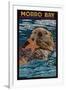 Morro Bay, California - Sea Otter - Mosaic-Lantern Press-Framed Art Print