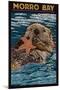 Morro Bay, California - Sea Otter - Mosaic-Lantern Press-Mounted Art Print